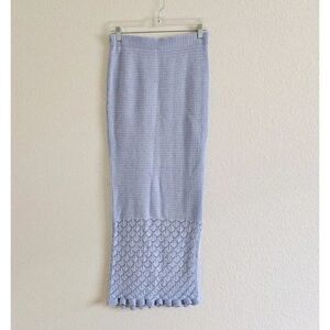 Olive and Oak Long Knitted Skirt Size Medium Blue Beachy Coastal